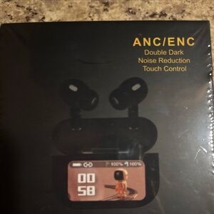 ANC/ENC Black Wireless Earbuds with Noise Reduction